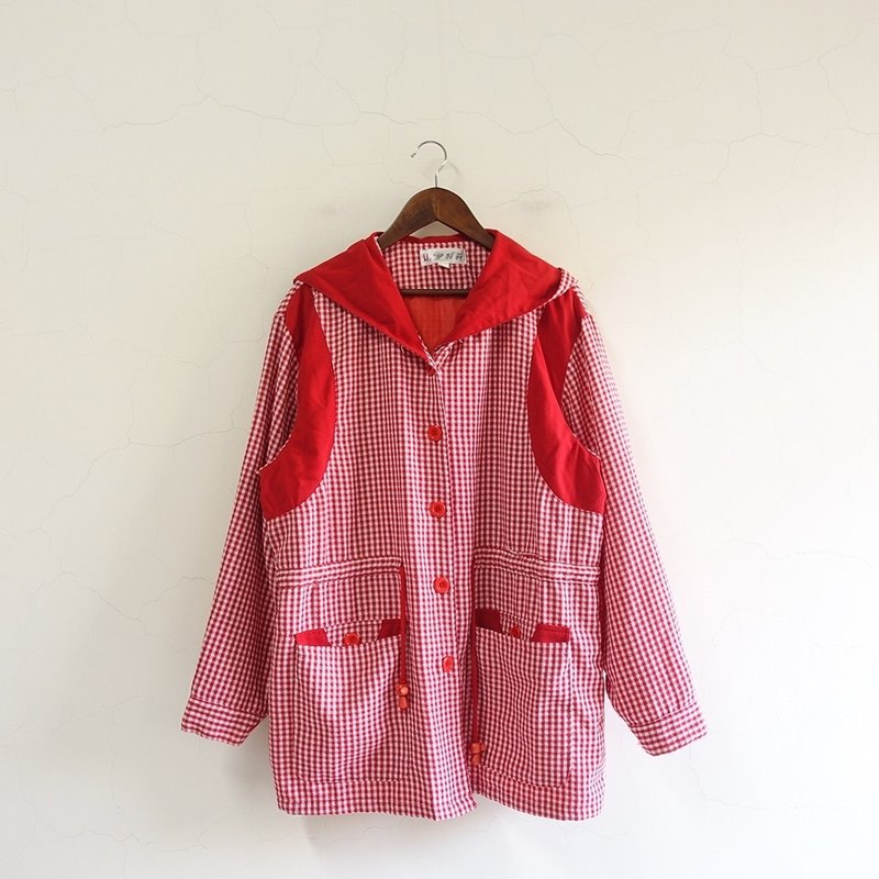 │Slowly│ 小格纹.连帽/古着外套 │vintage.复古.文艺 - 女装休闲/机能外套 - 聚酯纤维 多色