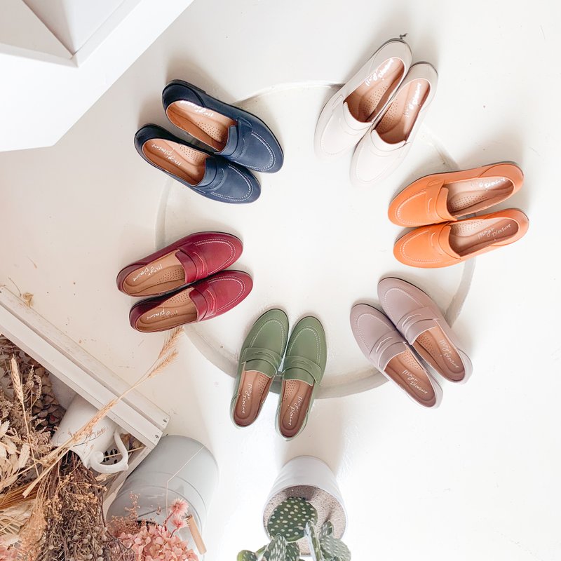 可踩两穿式!月球漫步便士乐福鞋 环保超纤 MIT -抹茶色 - 女款牛津鞋/乐福鞋 - 其他材质 绿色