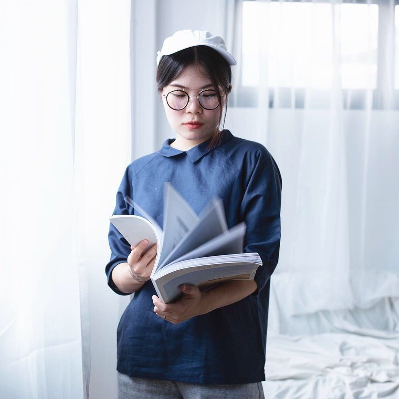 Nobi(ta) Shirt : blue - 女装衬衫 - 棉．麻 蓝色