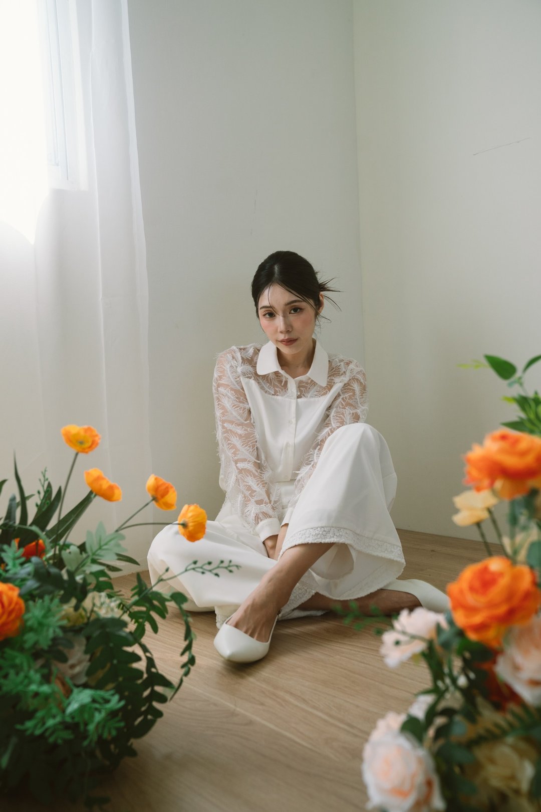 拼接羽毛衬衫       轻婚纱首选 - 女装衬衫 - 其他材质 白色
