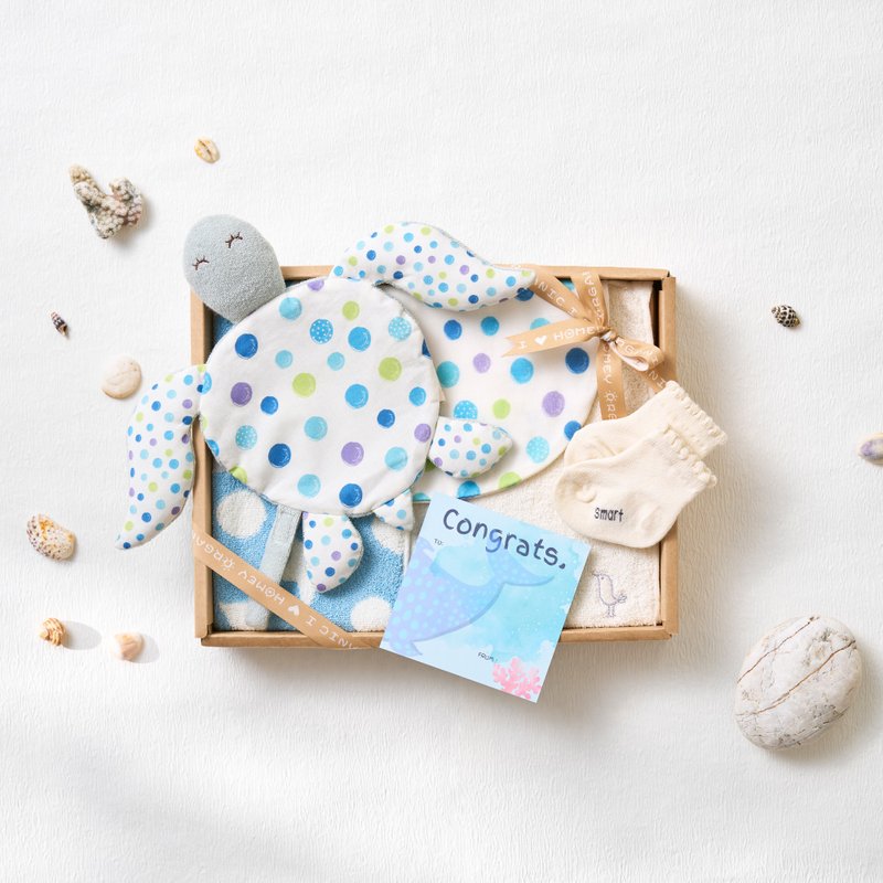 有机棉海龟安抚巾宝宝礼盒・GOTS认证安心5件组_HomeyOrganic - 满月礼盒 - 环保材料 