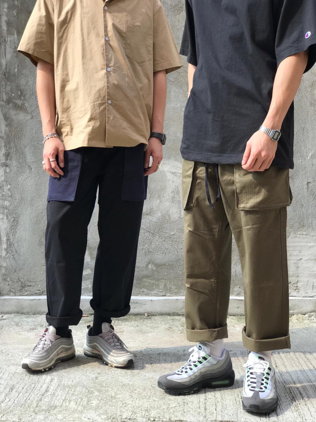 P-44 多袋Monkey Pants - 男士长裤 - 棉 绿色