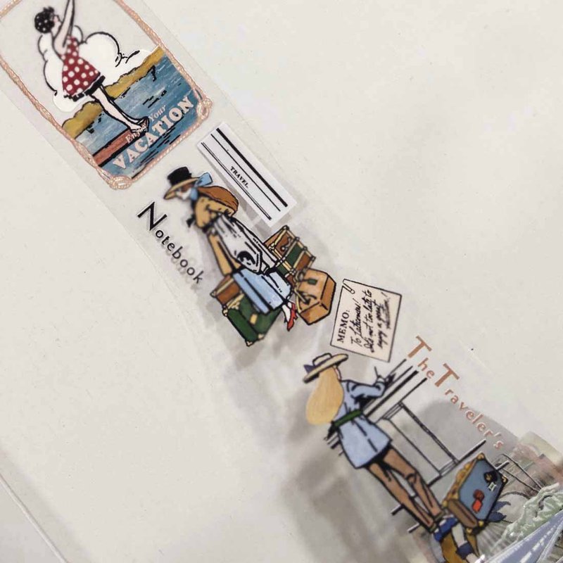 女孩 PET胶带 #17/ 5厘米 / 带离型纸+白墨 亮面透明 - 纸胶带 - 塑料 