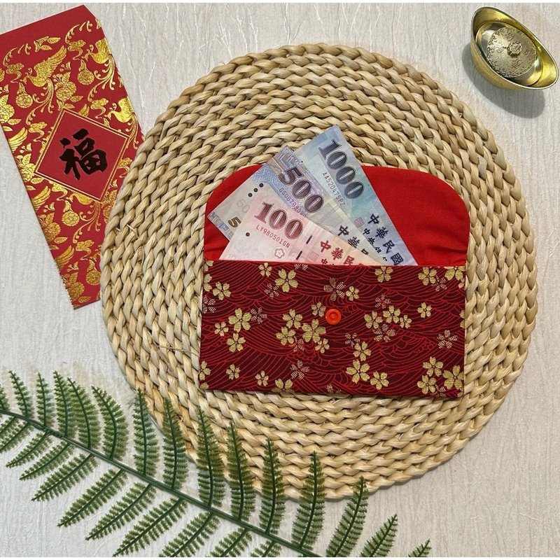 现货 台湾制 招财 布红包袋 手作红包袋 (浮世绘樱花) - 红包/春联 - 棉．麻 红色