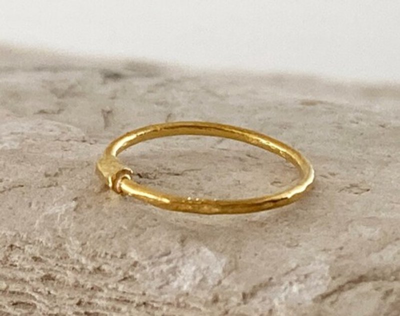 K24 Pure Gold Foop Earrings2 Pure Gold Foop Earrings 2 From one ear - 耳环/耳夹 - 其他金属 