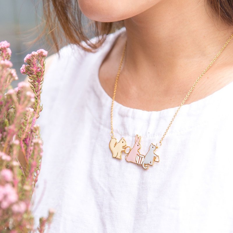 森林动物节奏乐队 手作造型排链 - 项链 - 其他金属 多色