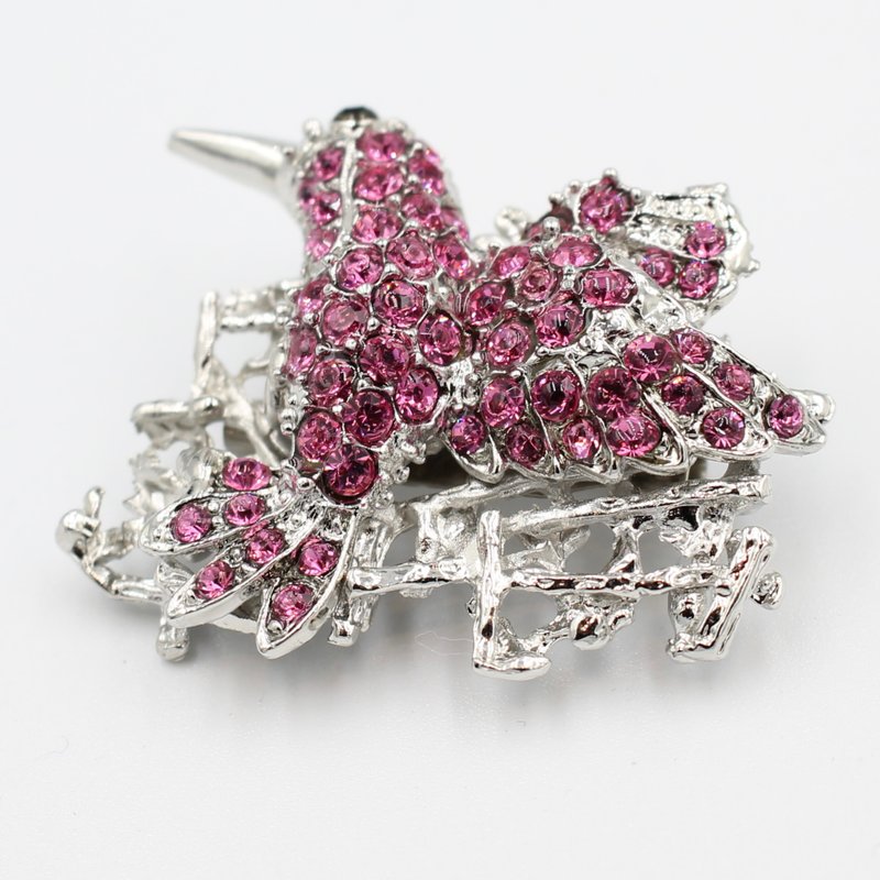 粉红喜鹊 - 胸针 - 其他金属 