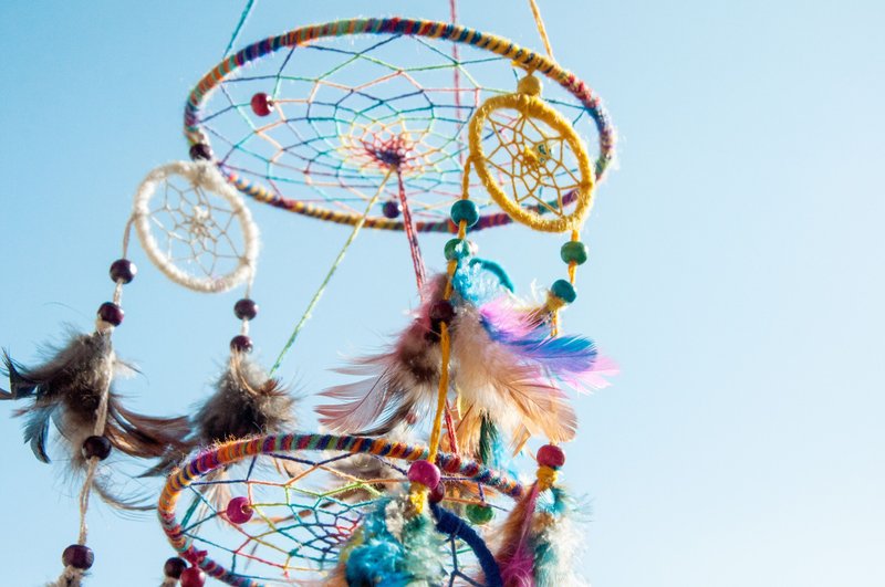 民族风挂饰 boho 手工编织棉麻捕梦网吊饰dream Cather-彩虹星辰 - 摆饰 - 羊毛 多色