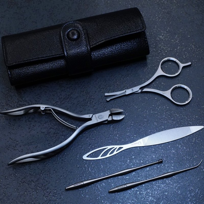 【燕三条百年工艺】MARUTO便携修甲修容工具五件组 (附真皮收纳包 - 其他 - 不锈钢 银色