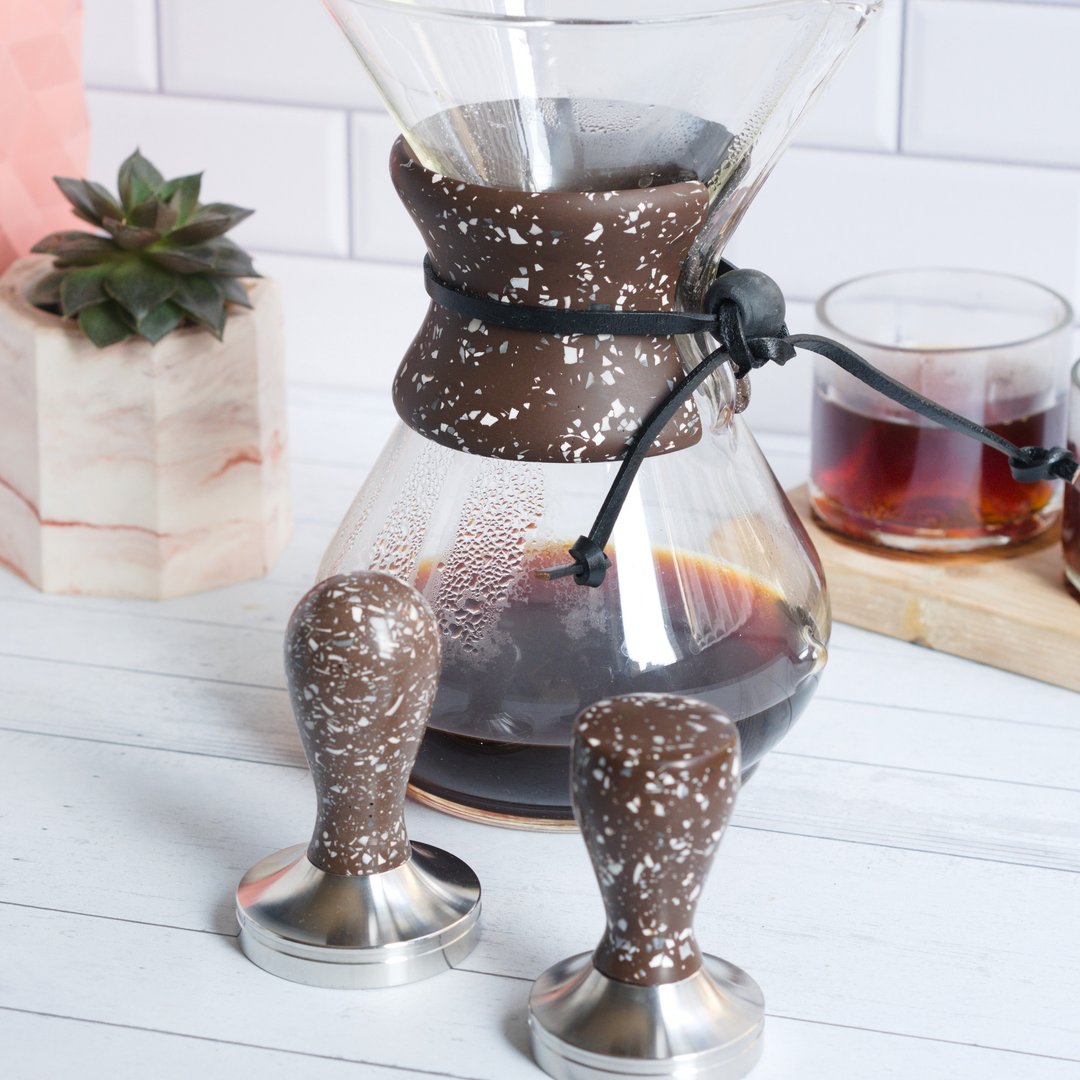 Collars for Chemex Coffee Maker- Brown Terrazzo - 咖啡壶/周边 - 其他材质 咖啡色
