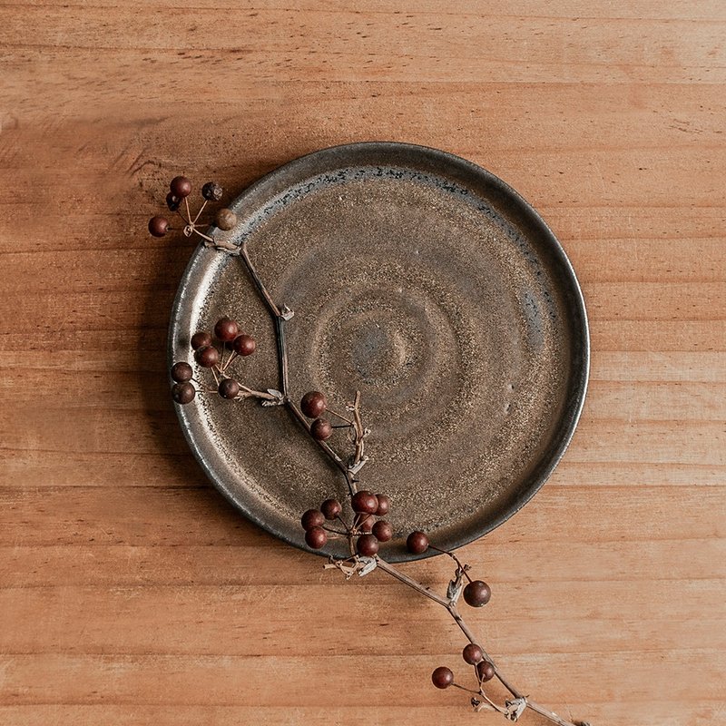 灼金点心盘 - 盘子/餐盘/盘架 - 陶 金色