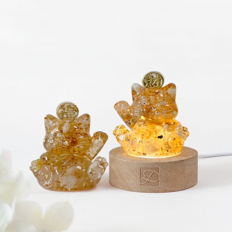 【快速出货】水晶招财猫 旺福猫 旺财猫 灯座组 | 生日礼盒 - 摆饰 - 水晶 多色