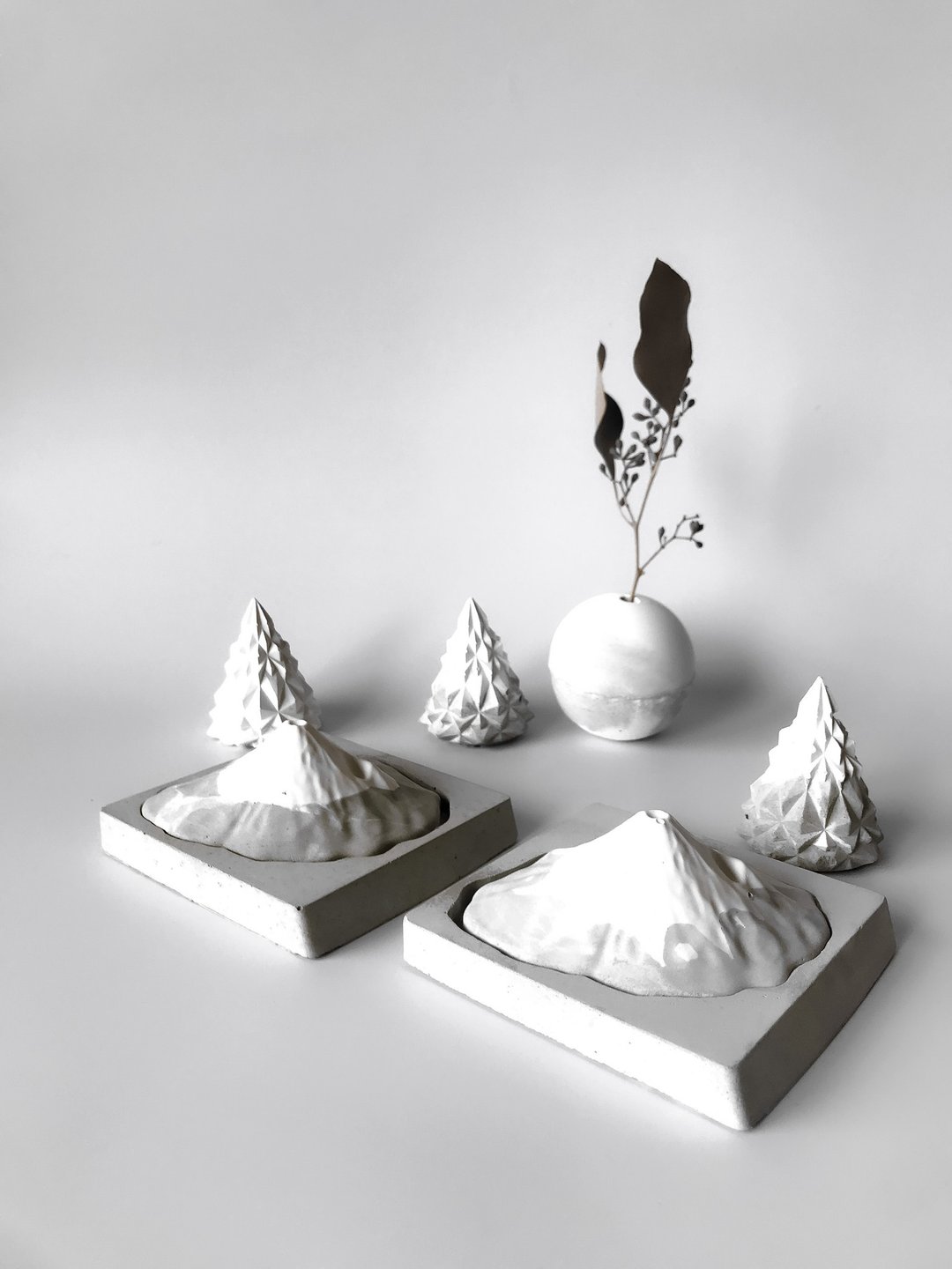 富士山-香氛富士山水泥扩香石.精油座礼盒 - 香薰/精油/线香 - 水泥 灰色