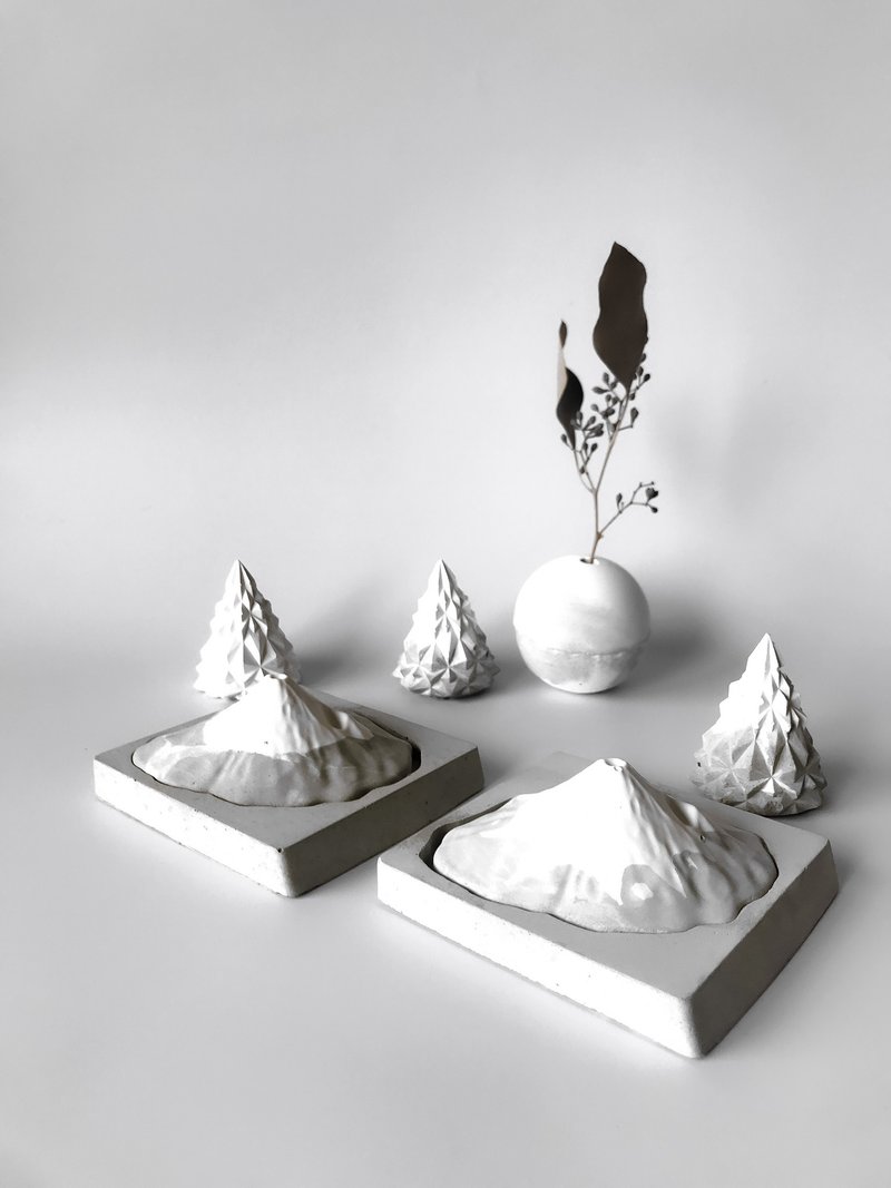 富士山-香氛富士山水泥扩香石.精油座礼盒 - 香薰/精油/线香 - 水泥 灰色