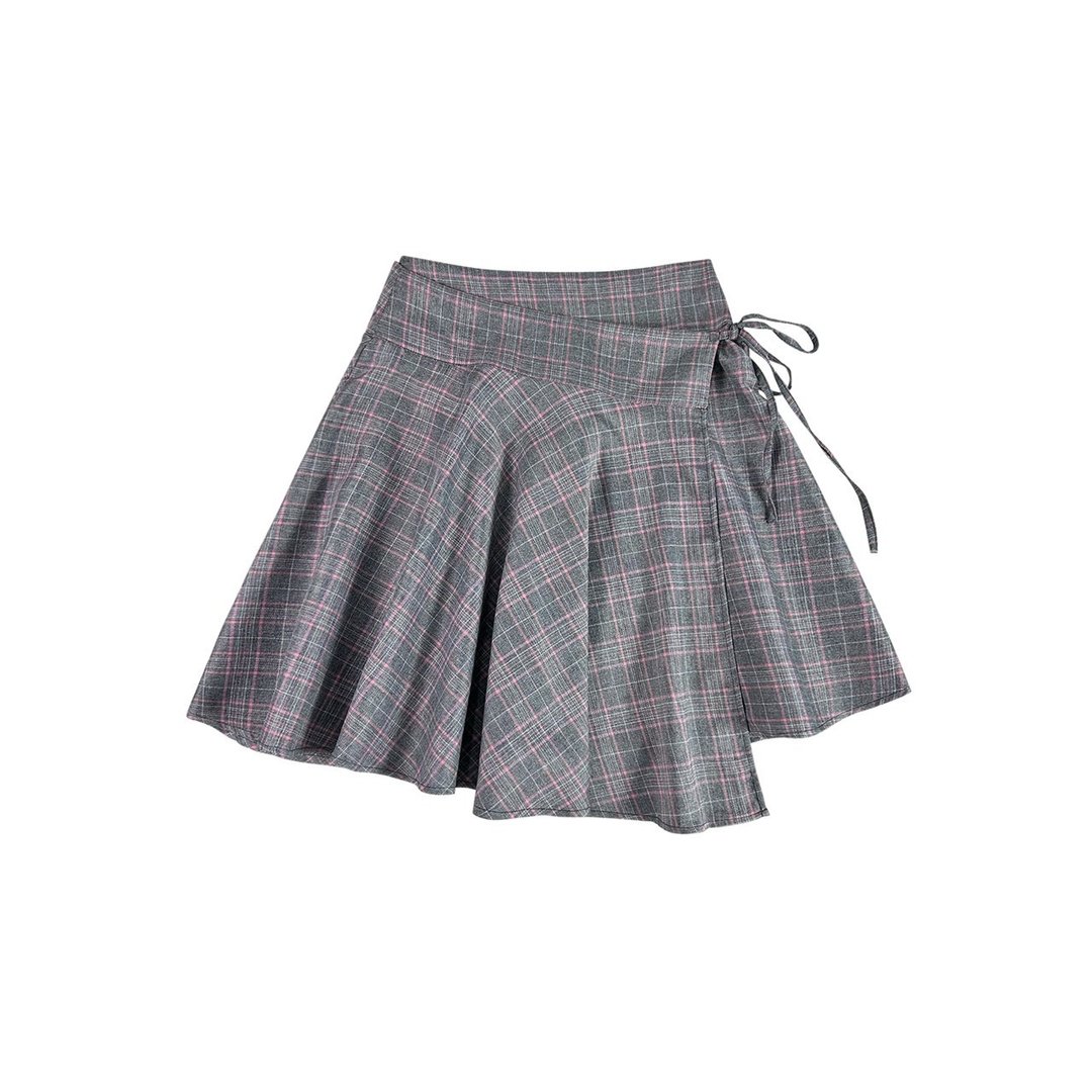DADDYCLUB | Poppy Wrap Skirt 超可爱格纹裙 - 裙子 - 其他材质 