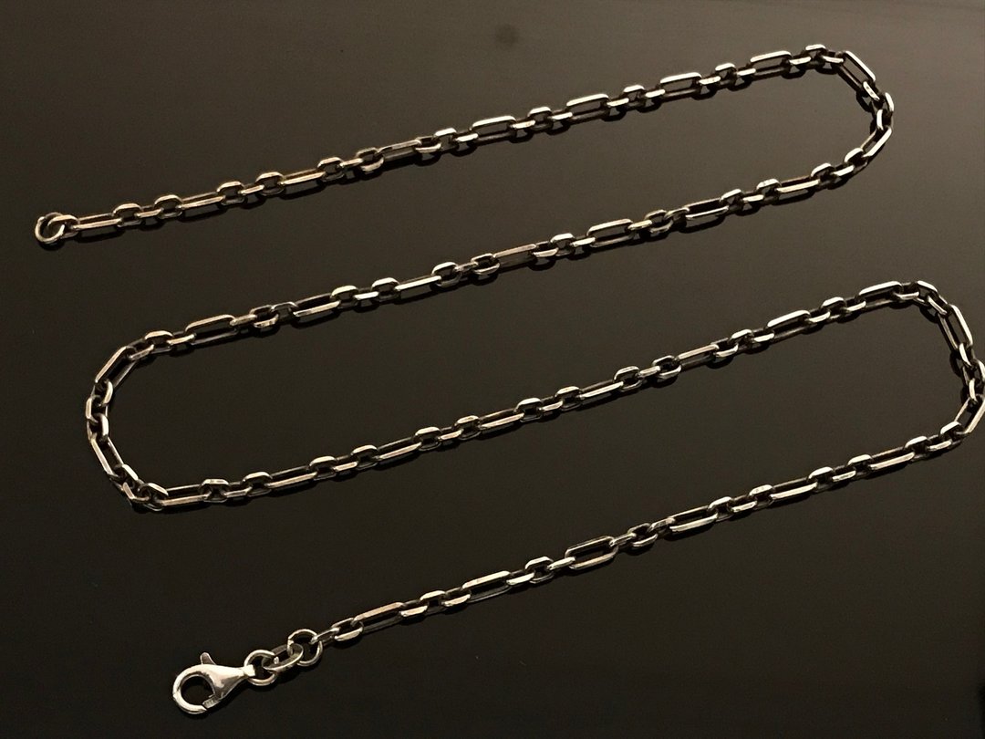 银链系列】意大利大小方格银链 Silver 925 纯银/宽版 - 项链 - 纯银 银色