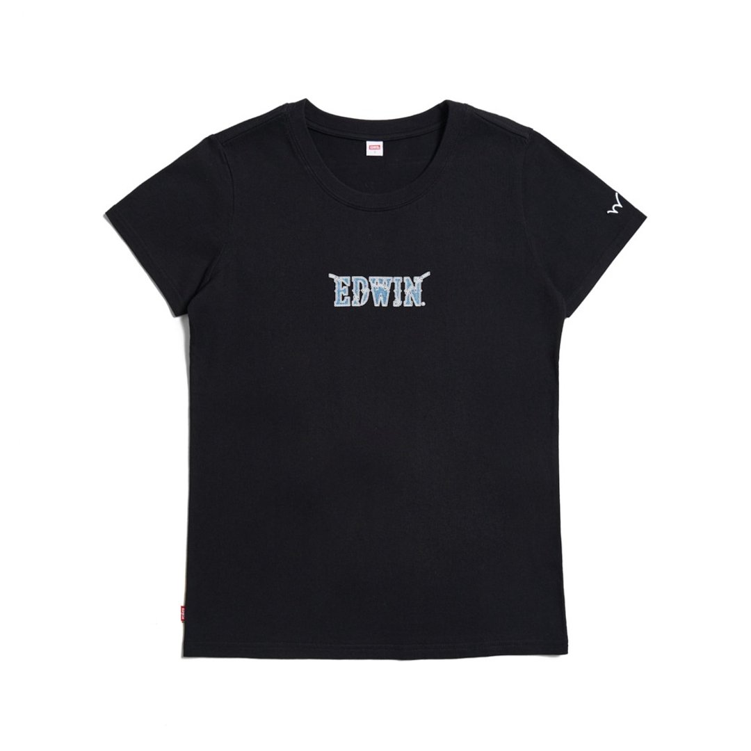 EDWIN 女装 牛仔布 LOGO 短袖 T 恤 (黑色) #上衣 - 女装 T 恤 - 棉 黑色