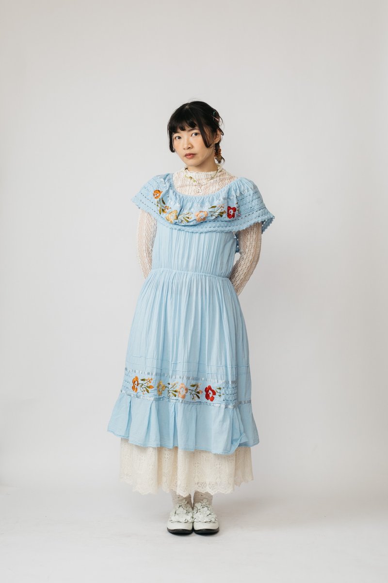 墨西哥刺绣蕾丝洋装.Mexican Folk Lace Dress【初恋贩卖所】B695 - 洋装/连衣裙 - 棉．麻 