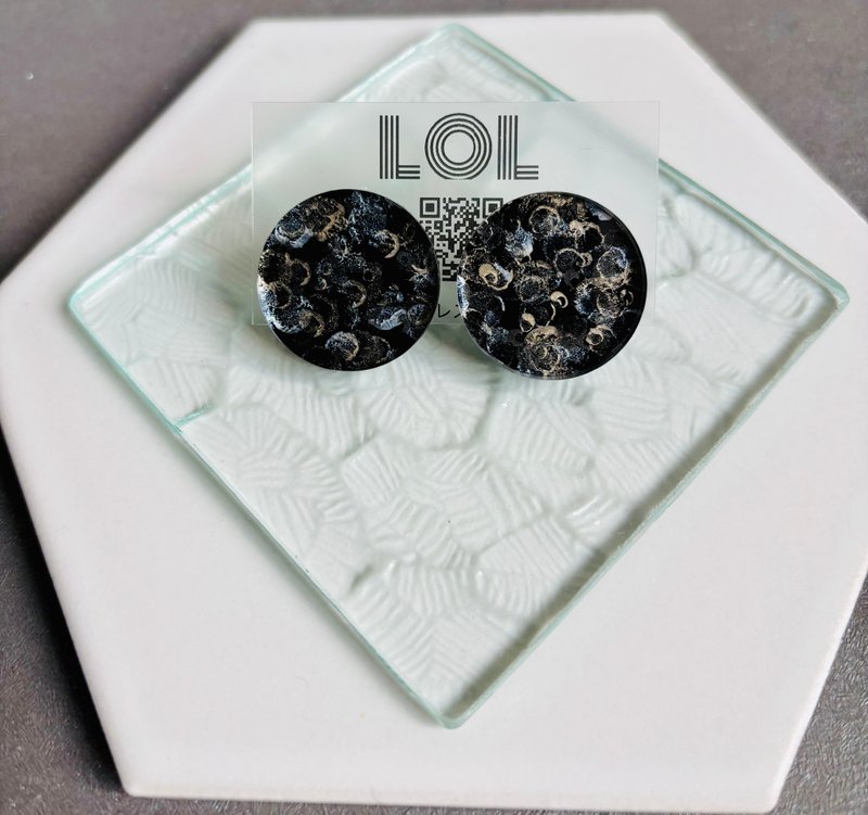 night/003 圆圈L耳针或耳夹 - 耳环/耳夹 - 塑料 黑色