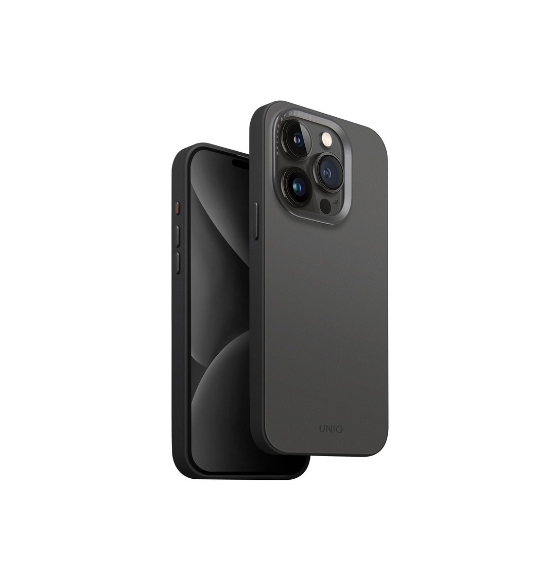 iPhone 15系列 Lyden Ds耐刮皮革磁吸手机壳-犀牛灰/黑 - 手机壳/手机套 - 其他材质 灰色