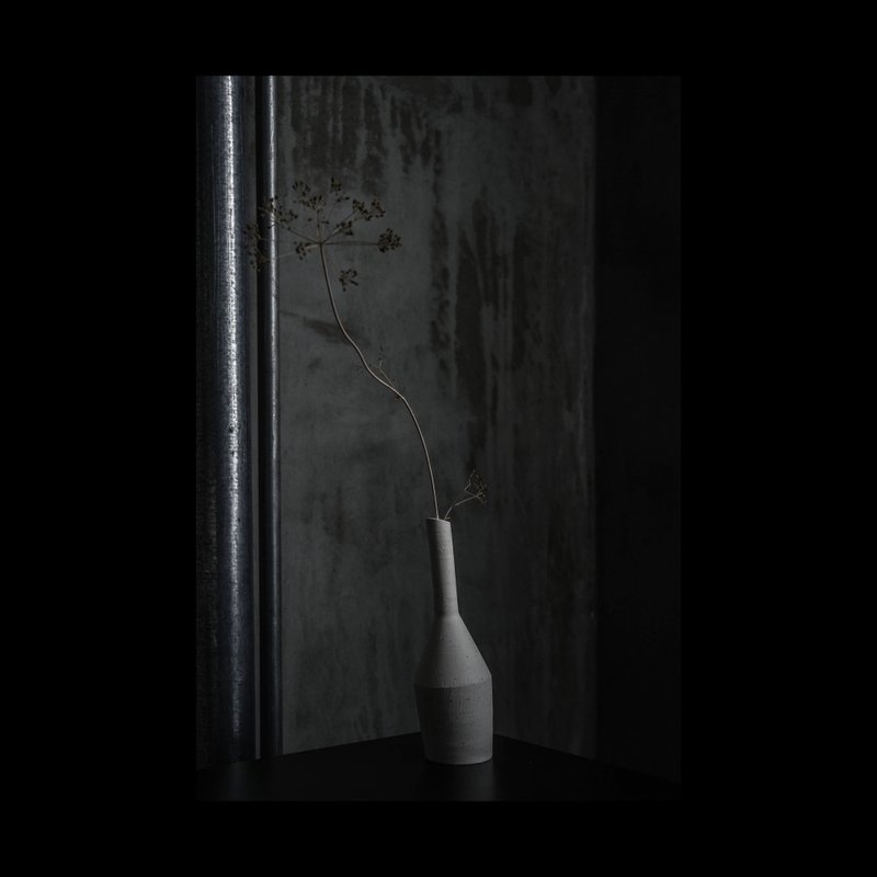 。斑点白陶无釉长嘴瓶-歪斜/花器皿 - 花瓶/陶器 - 陶 