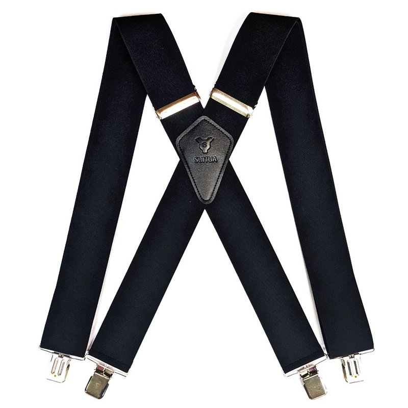 吊带夹 英伦风条纹【超宽素色】 - 皮带/腰带 - 棉．麻 黑色