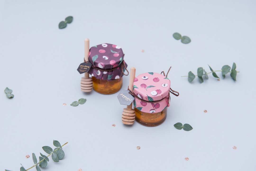 婚礼小物 l Honey Nest 蜂巢囍蜜 (荔枝蜜) - 蜂蜜/黑糖 - 玻璃 黄色