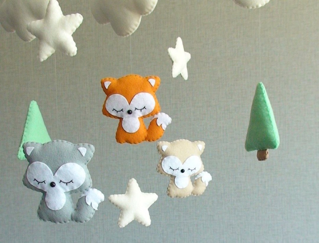 Woodland fox mobile, Fox baby mobile, Baby crib mobile, New parents gift - 其他 - 其他材质 多色