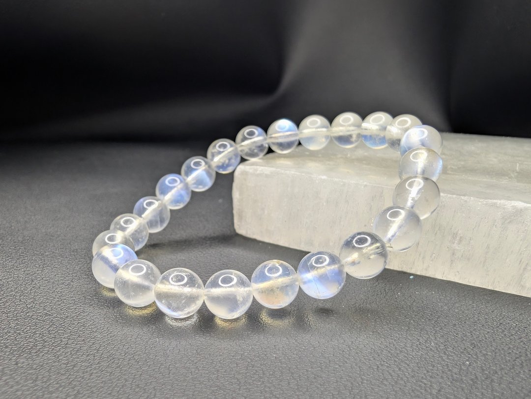 蓝月光石 Moonstone 手串 手链 天然水晶 8mm 水晶 - 手链/手环 - 水晶 