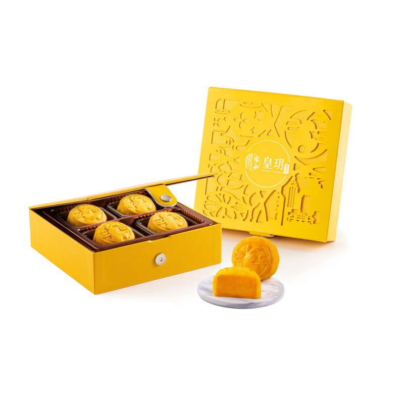 【香港皇玥】 低糖奶黄月饼礼盒4入(一盒4入/附提袋) - 蛋糕/甜点 - 其他材质 橘色