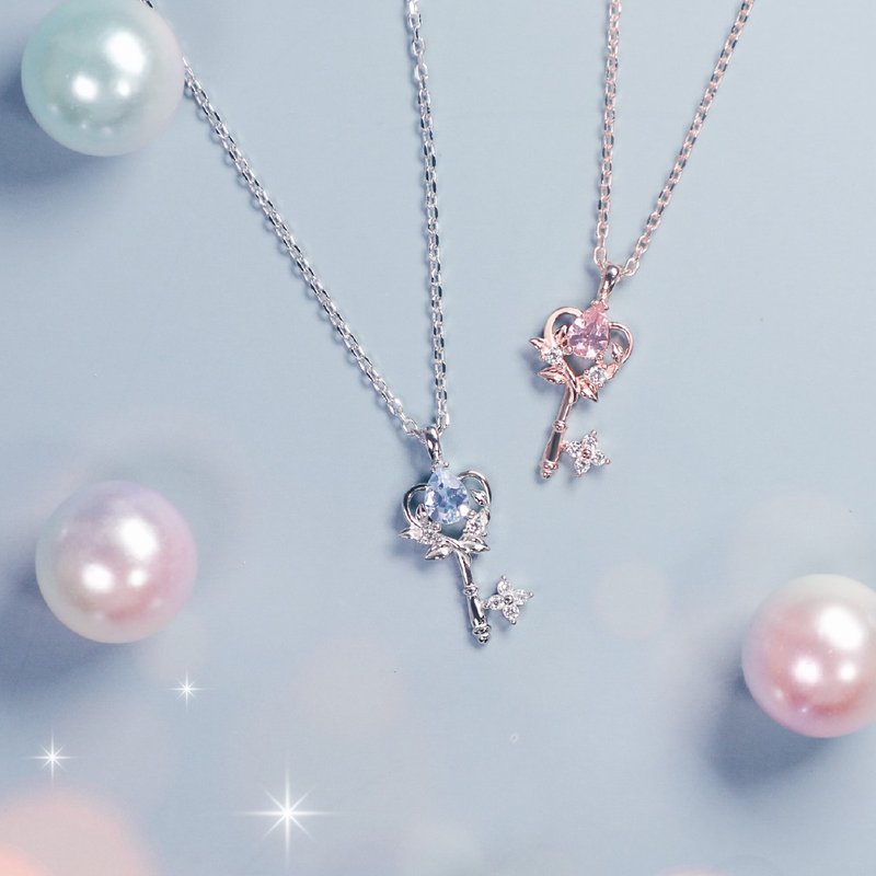 La Joie 粉红摩根石心之钥匙项链 - 项链 - 纯银 