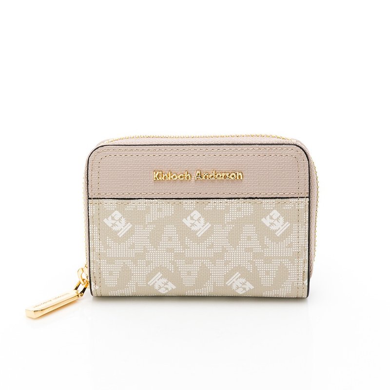 【金安德森】  Genevieve 经典老花拉链零钱包-杏灰 - 零钱包 - 人造皮革 灰色