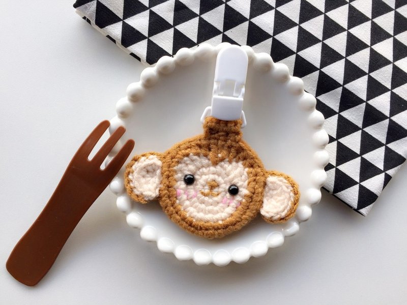 chuchu手作 猴子款款 婴儿平安符袋 宝宝护身符平安符套 平安符夹 - 满月礼盒 - 聚酯纤维 粉红色