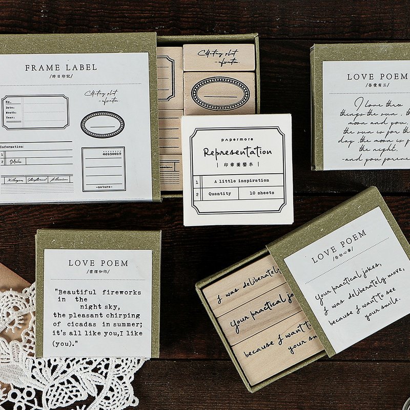 【Papermore】三行情书系列木质组合印章4款选择 榉木材质 印章组 - 印章/印台 - 木头 