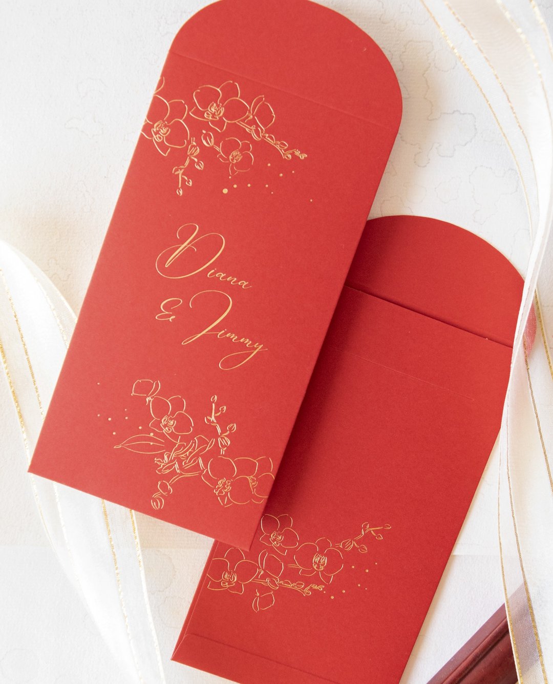 【定制化】兰花烫金长方形利是封100入 - 红包/春联 - 纸 红色