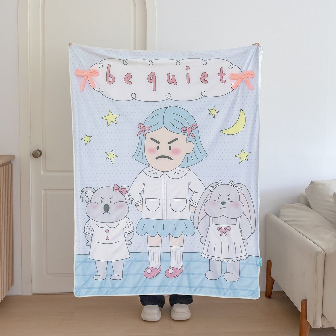 人间八月八丨原创愤怒小孩双层毛毯空调毯办公室沙发午睡毯法兰绒 - 被子/毛毯 - 其他材质 多色