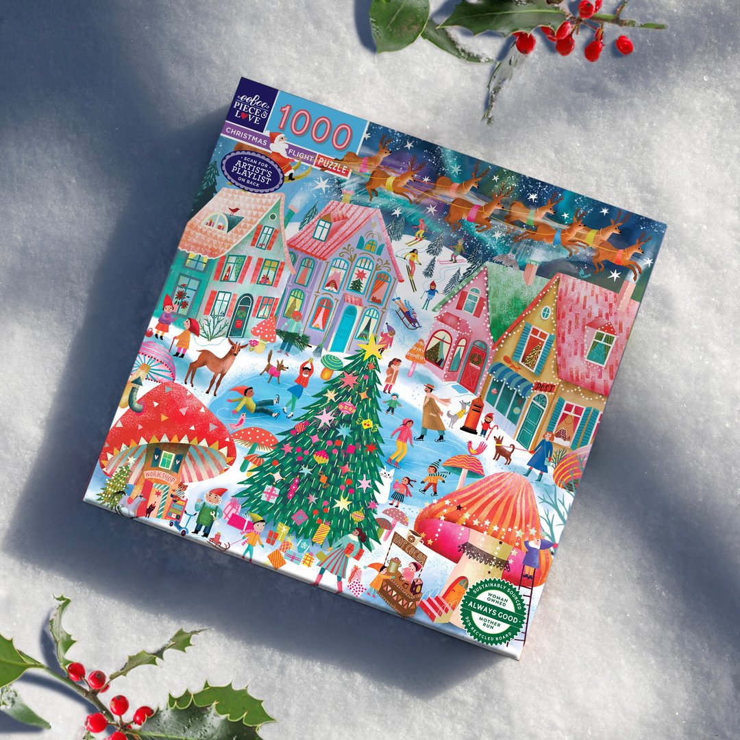 eeBoo 1000 片拼图 - Christmas Flight 圣诞奇航  圣诞节 - 拼图 - 纸 多色