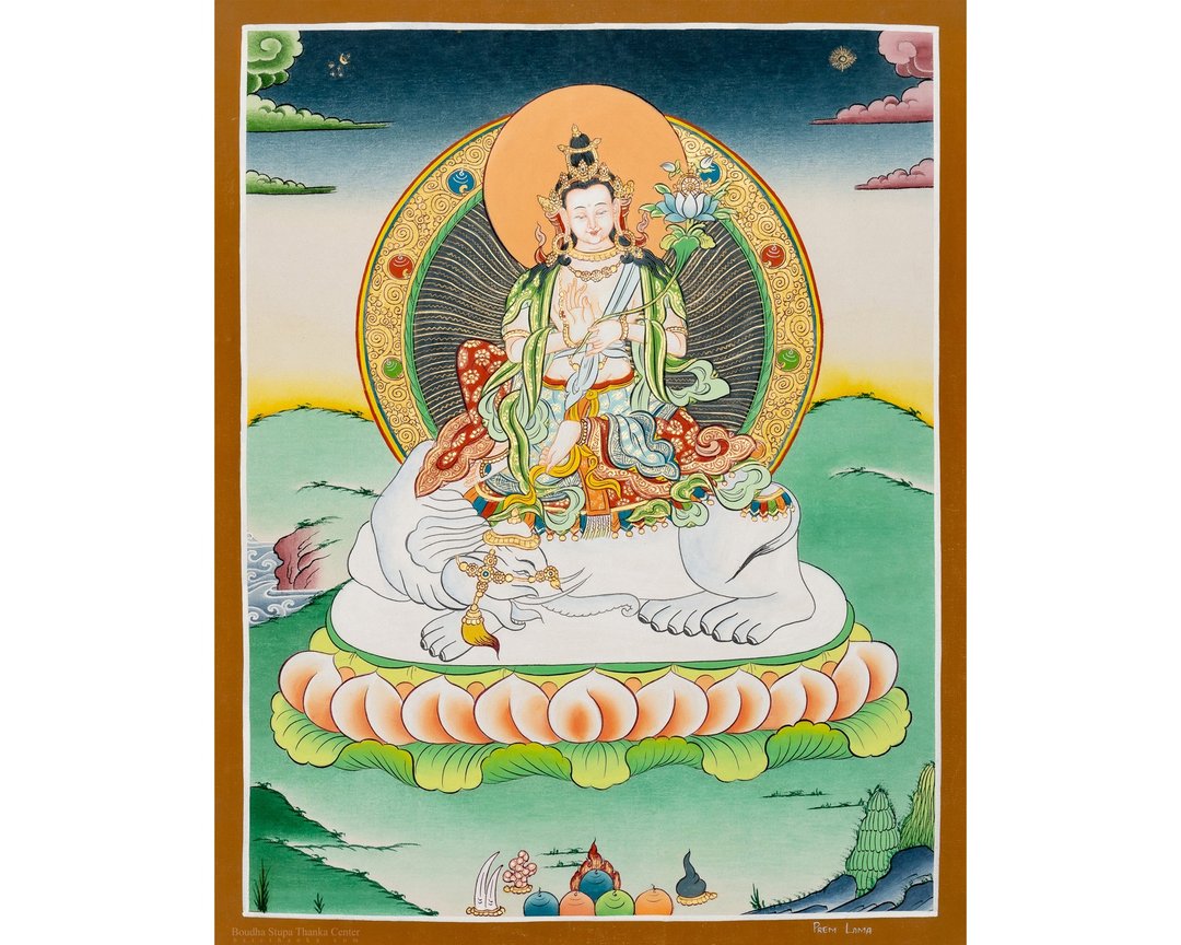 空行母唐卡画 | 手工制作的西藏艺术  提供智慧与保护 - 墙贴/壁贴 - 其他材质 多色