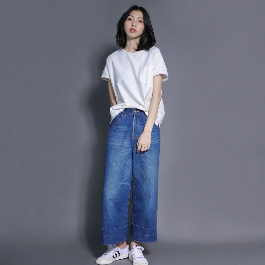 Aviator 飞行者牛仔宽裤_7SF204_牛仔蓝 - 女装长裤 - 棉 蓝色