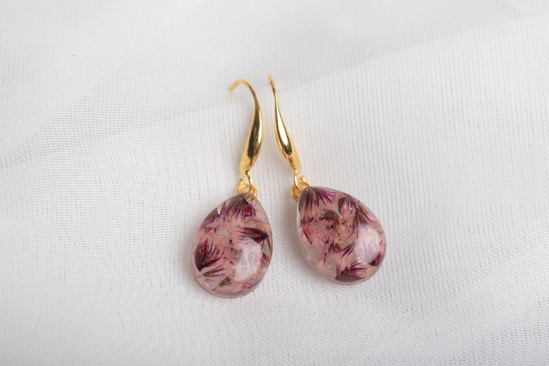 Handmade resin earrings - 耳环/耳夹 - 塑料 紫色
