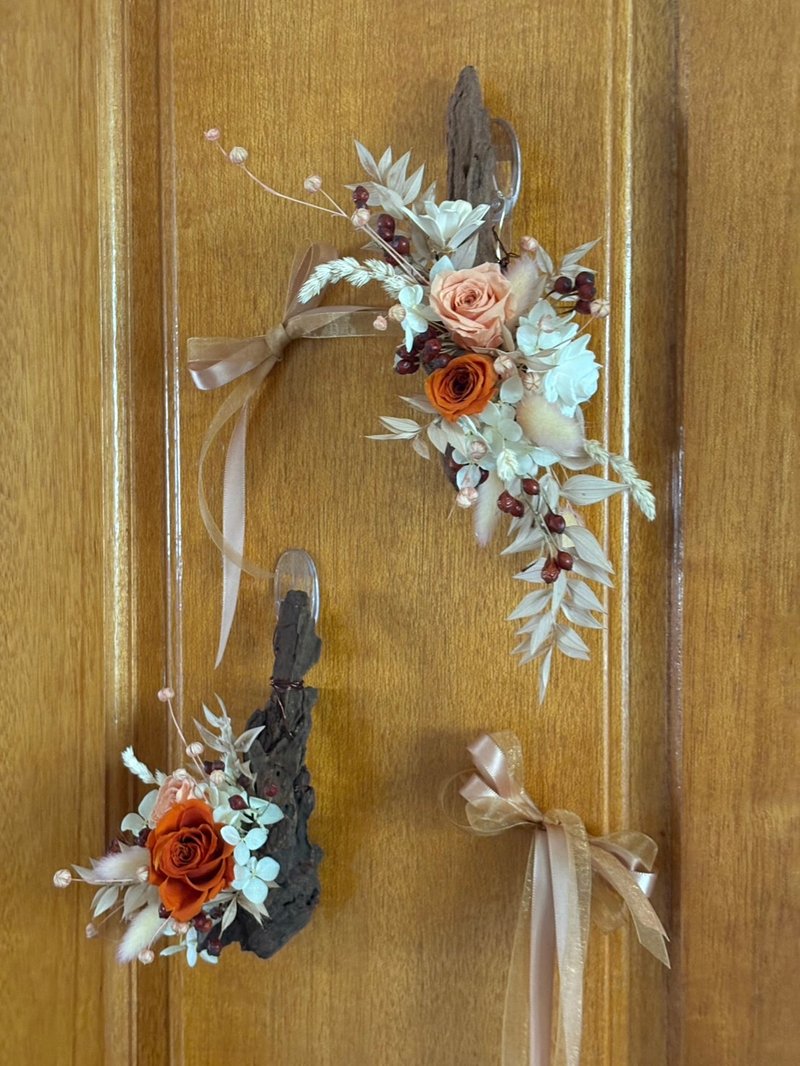 【漂流木秋日挂件】永生花 秋季 情人节 干燥花 花礼 - 干燥花/捧花 - 植物．花 橘色