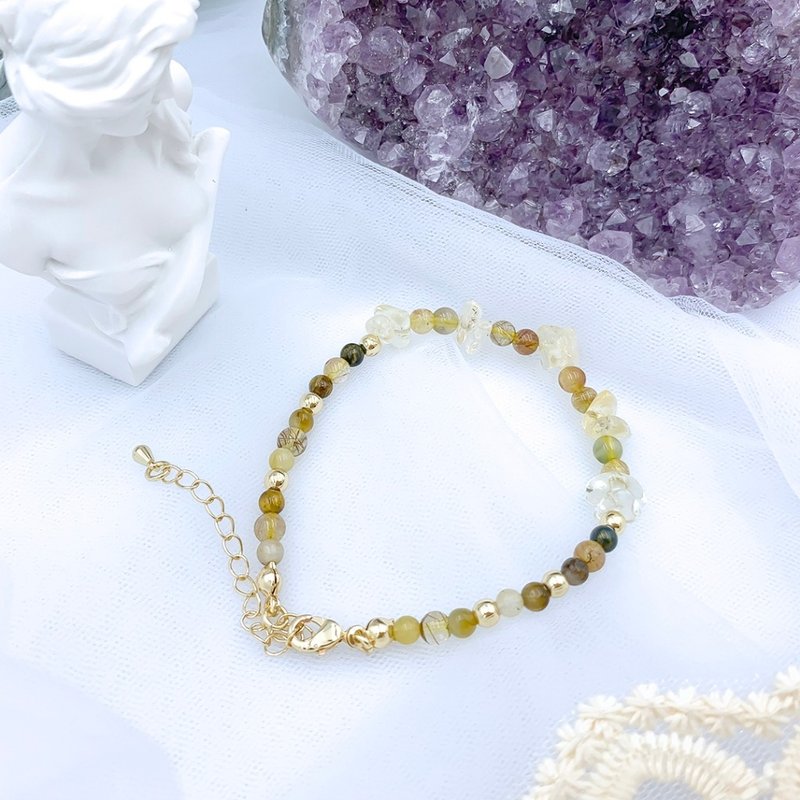 金穗颂歌 / 黄水晶 发晶 虎眼石 水晶手链 - 手链/手环 - 其他材质 金色