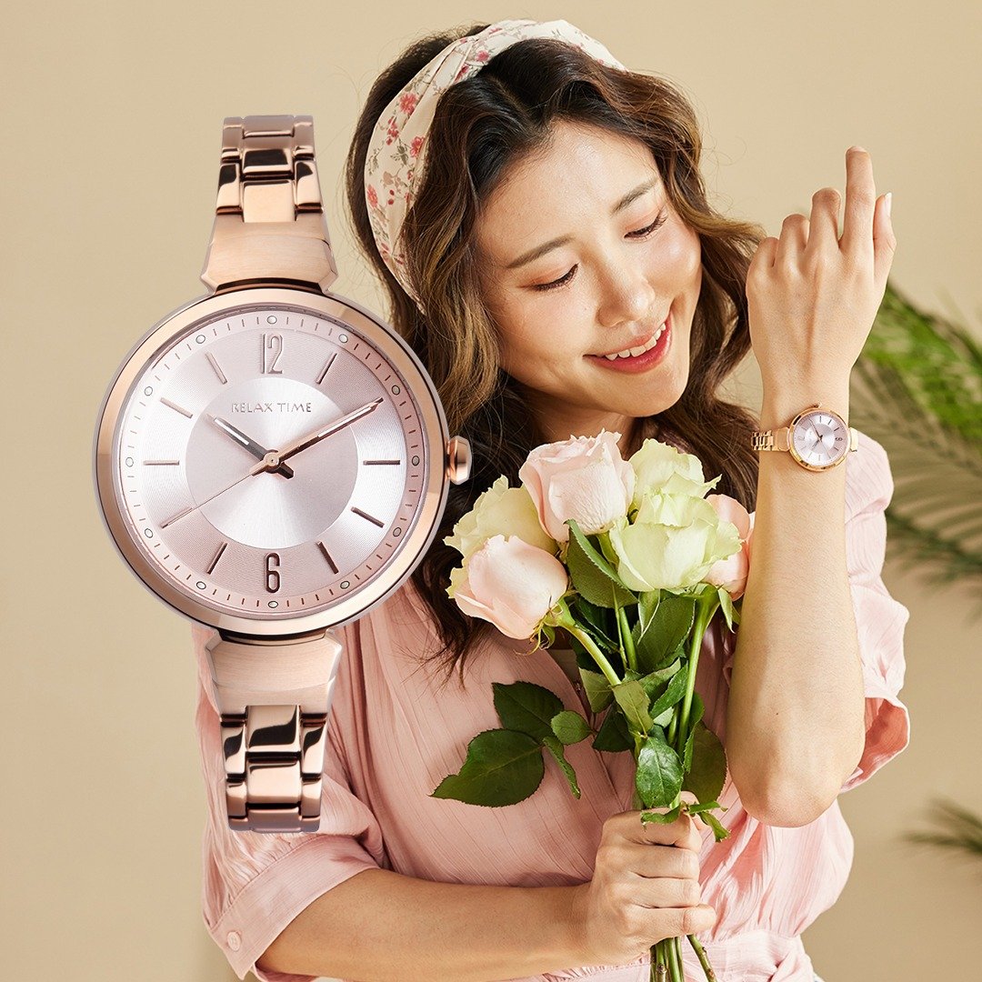 RELAX TIME 经典奢华系列 女表 玫壳玫 (RT-115-3) - 女表 - 玫瑰金 粉红色
