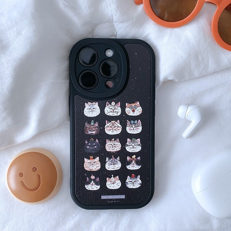 蛋定猫大集合 - iPhone 13-16 手机壳 (全软壳) - 手机壳/手机套 - 塑料 黑色