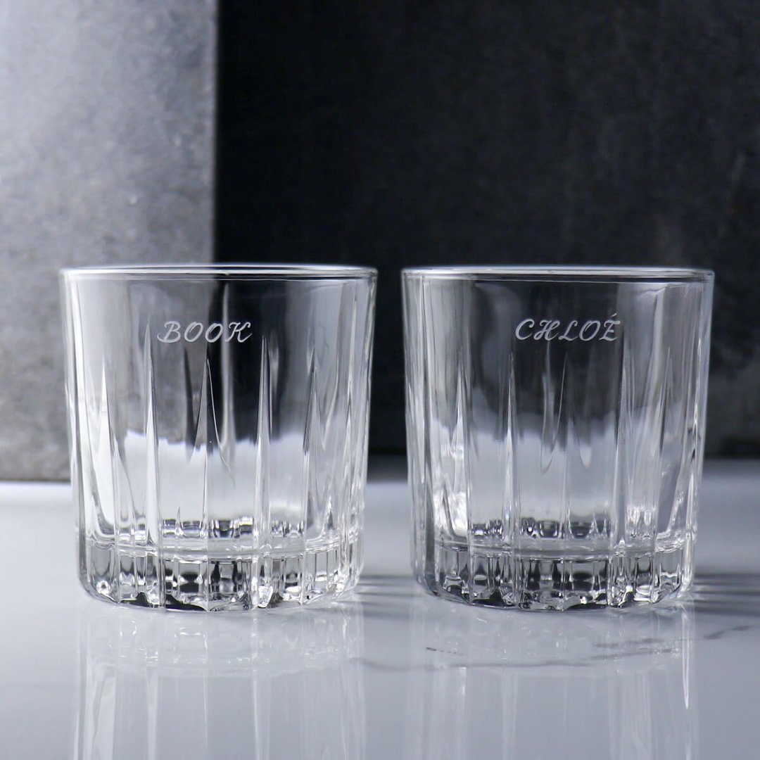(一对价)350cc【结婚定制入门款】极简美感直纹无铅威士忌对杯 - 酒杯/酒器 - 玻璃 透明