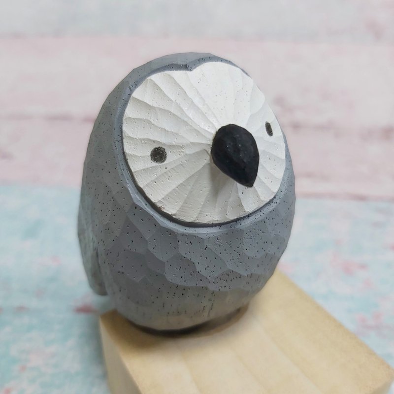 猫头鹰 木雕 (现货) - 玩偶/公仔 - 木头 灰色