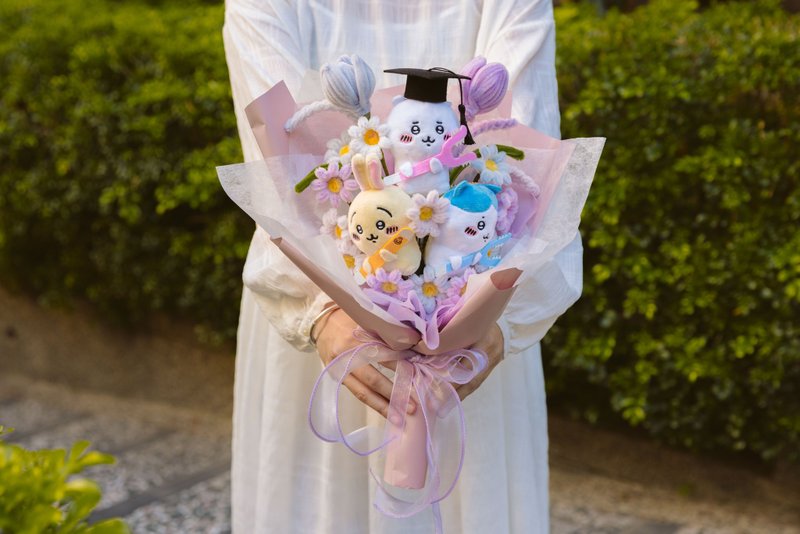 定制化代挑娃娃手工毛根花束 盛典款 生日告白求婚花束 - 干燥花/捧花 - 聚酯纤维 