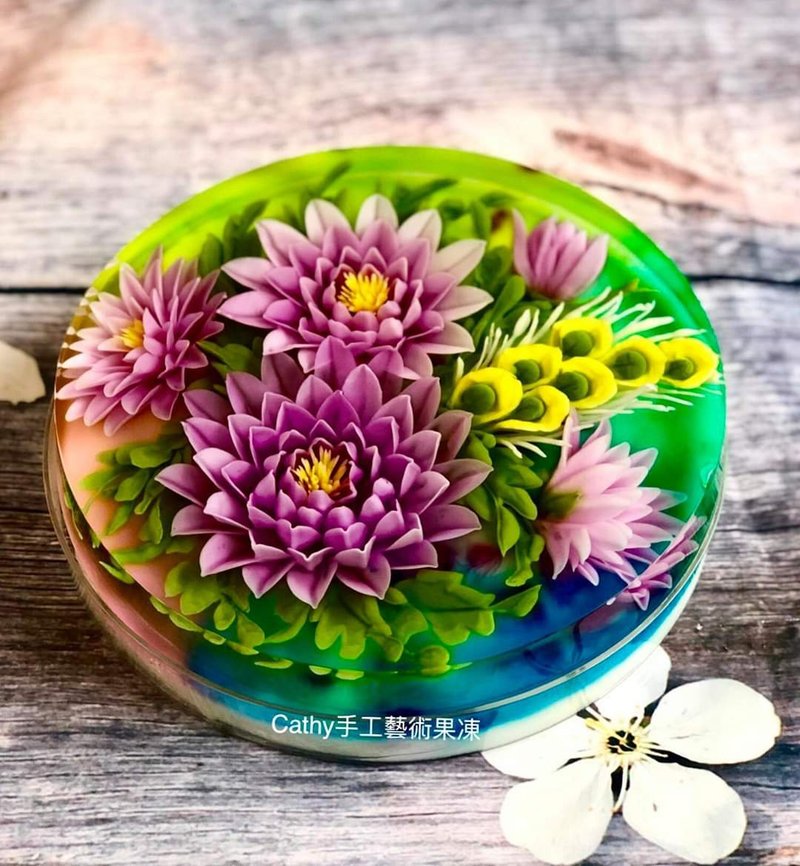 8寸生日蛋糕.送礼。纯天然。果冻花蛋糕.节日,供佛。拜拜 - 蛋糕/甜点 - 其他材质 红色