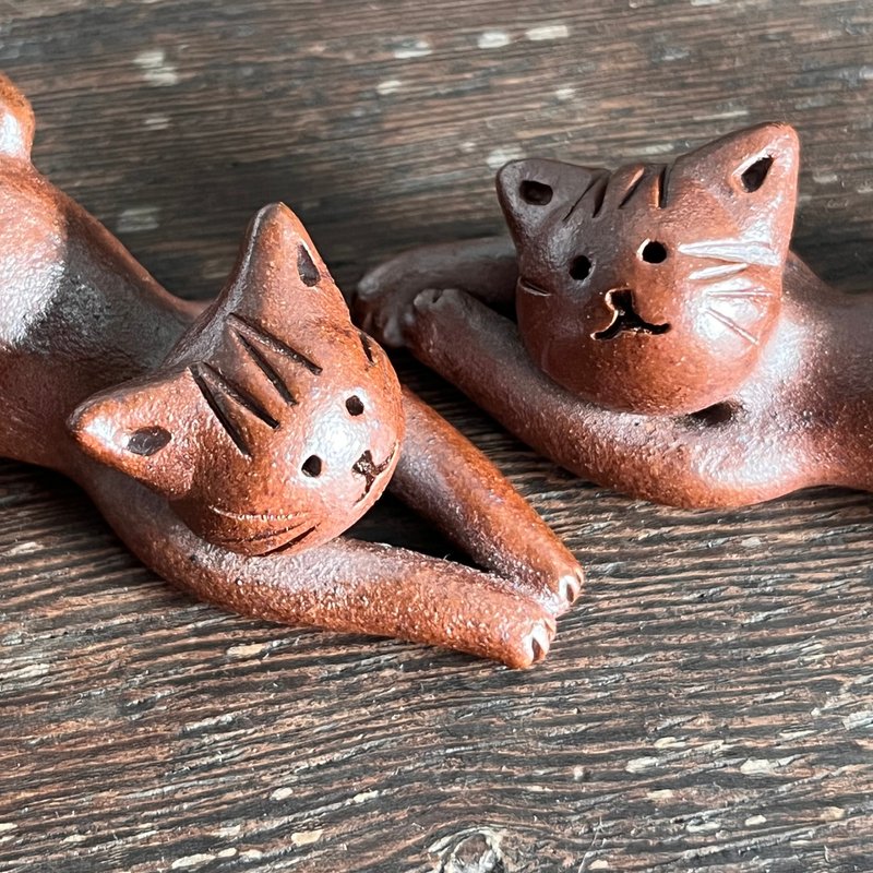 Q猫筷架 / 陶 / 2入组 - 筷子/筷架 - 陶 咖啡色