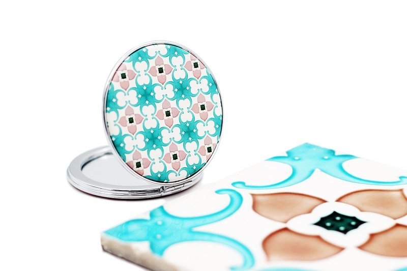 花砖小镜子---花见幸运 - 彩妆刷具/镜子/梳子 - 其他材质 橘色